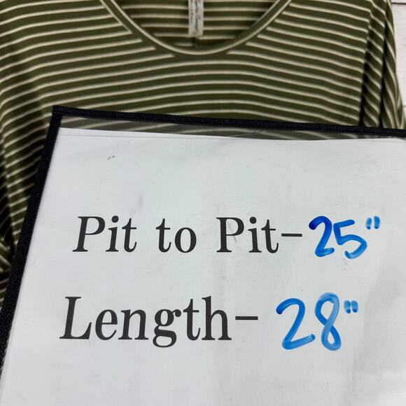 Per Seption Concept Women's Green White Striped Quarter Sleeve Tie Knot Top XL - Picture 5 of 7